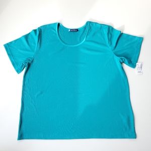 NEW Teal Green Ribbed knit T shirt